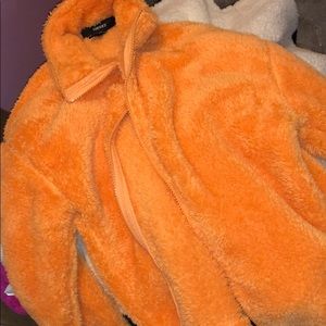 Forever 21 orange fuzzy jacket